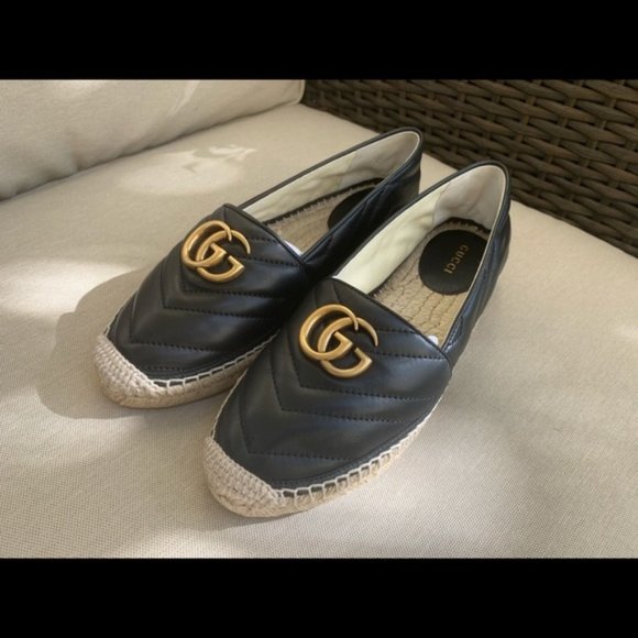 leather espadrille with double g